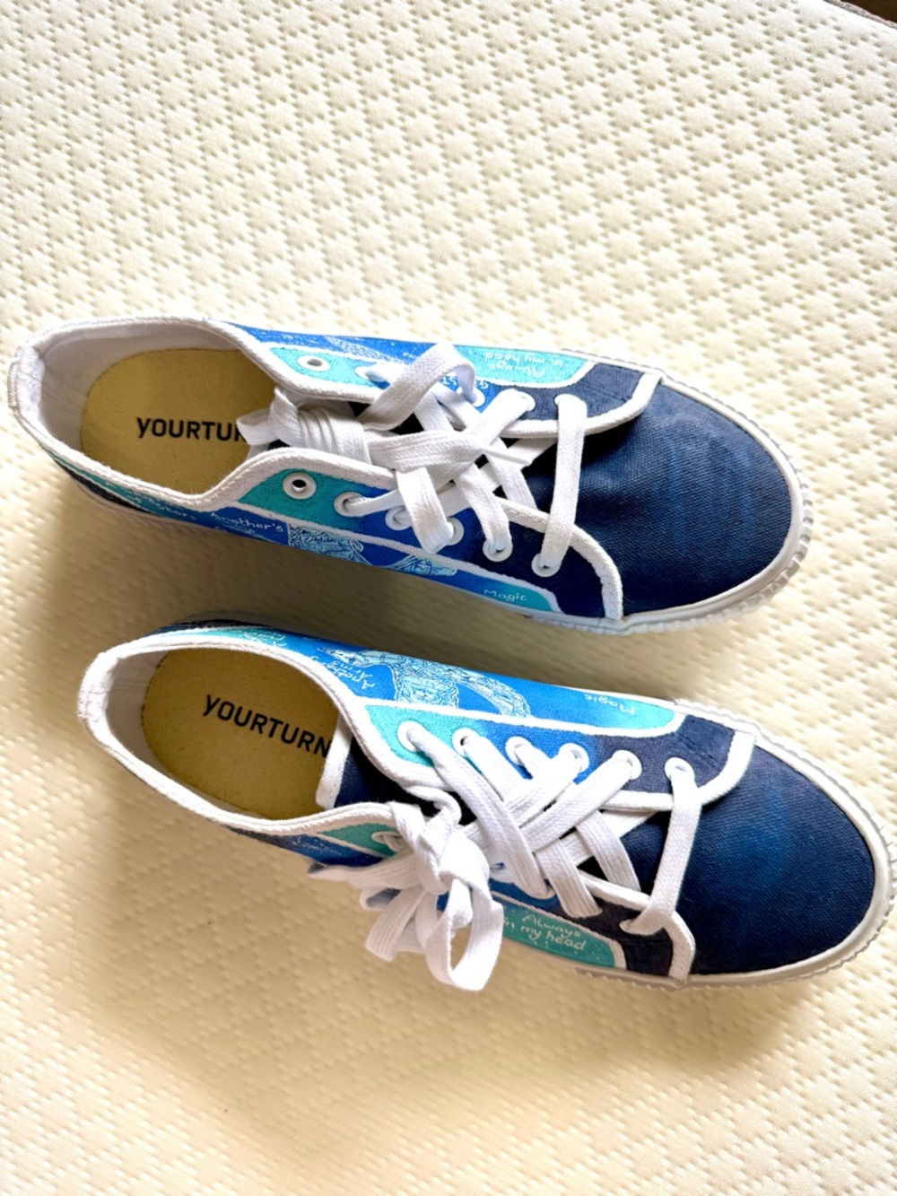 Women’s Blue Canvas Lace-Up Sneakers -